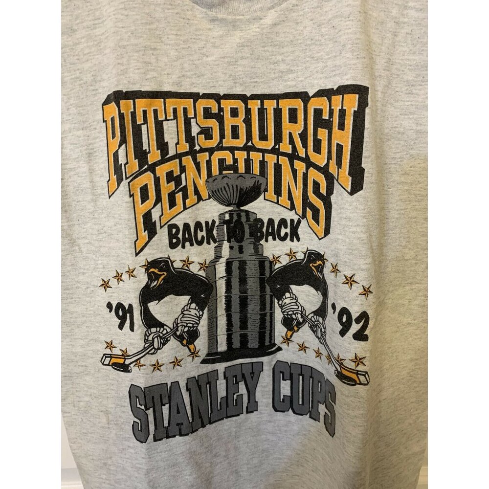 Vintage Pittsburgh Penguins 91 92 Back To Back Stanley Cups T Shirt Sz S‎ Rare